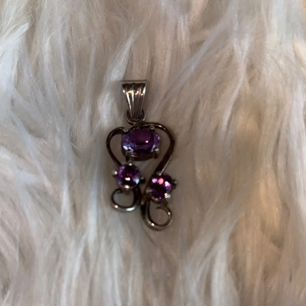 Amethyst and Sterling, silver pendant - Picture 2 of 6